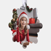 Gepersonaliseerde foto Kleinkind's Kerstversiering Ornament Kaart (Links)