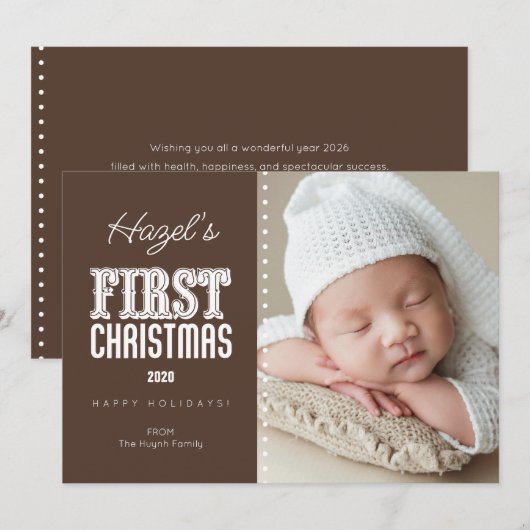 Gepersonaliseerde Foto & Kleur Eerste Kerst Kaart (Voorkant / Achterkant)