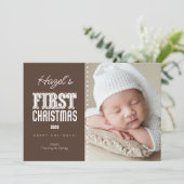 Gepersonaliseerde Foto & Kleur Eerste Kerst Kaart (Staand voorkant)