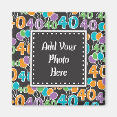 Gepersonaliseerde foto Kleurrijke 40e Verjaardagsm Magneet (Voorkant)