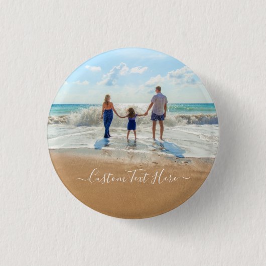 Gepersonaliseerde foto-knop met aangepaste tekst ronde button 3,2 cm (Voorkant)