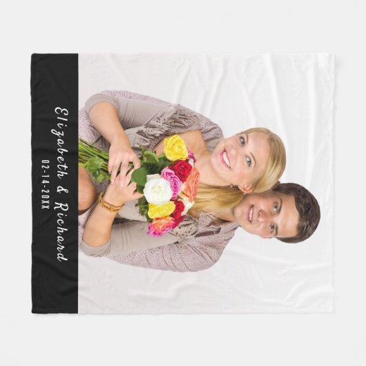 Gepersonaliseerde foto koppels aangepaste tekst fleece deken (Voorkant (Horizontaal))