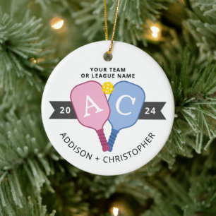 Gepersonaliseerde foto koppels Pickleball Ornament