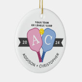 Gepersonaliseerde foto koppels Pickleball Ornament (Rechts)