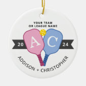 Gepersonaliseerde foto koppels Pickleball Ornament (Voorkant)