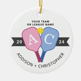 Gepersonaliseerde foto koppels Pickleball Ornament