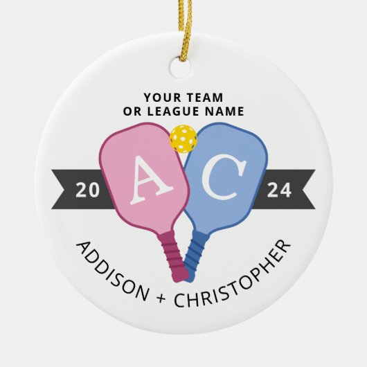 Gepersonaliseerde foto koppels Pickleball Ornament (Voorkant)