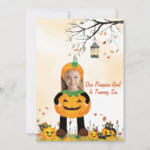 Gepersonaliseerde Foto Kostuum Pumpkin Party Kinde Kaart (Voorkant)