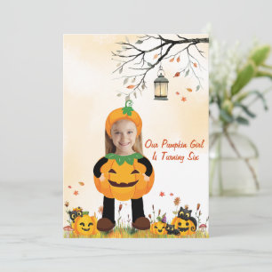 Gepersonaliseerde Foto Kostuum Pumpkin Party Kinde Kaart