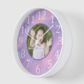 Gepersonaliseerde foto Lavendel Lijst wandklok (Hoek)