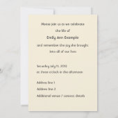 Gepersonaliseerde foto (levend) begrafenis of gede aankondiging (Achterkant)