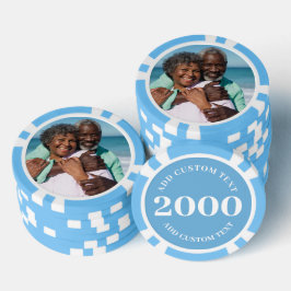 Gepersonaliseerde foto Lichtblauw 2000 Value spel Poker Chips