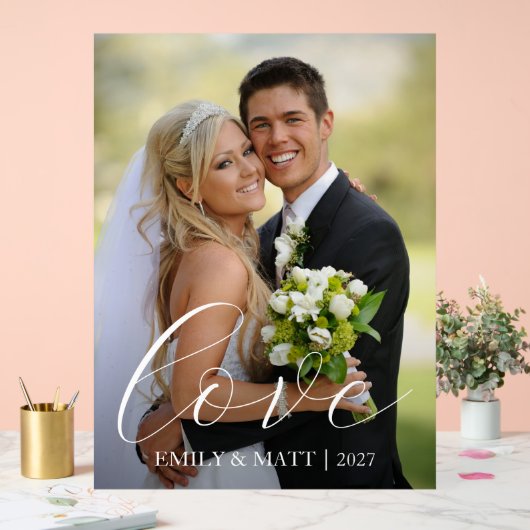 Gepersonaliseerde foto Liefde Bruiloft Welkom Acryl Bord (Huwelijk)