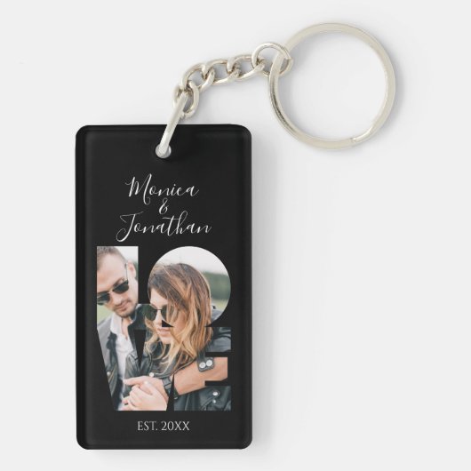 Gepersonaliseerde foto Liefde Keepsake Sleutelhanger (achterkant)
