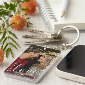 Gepersonaliseerde foto Liefde Keepsake Sleutelhanger (Voorkant Rechts)
