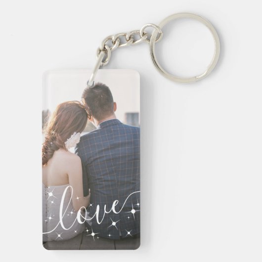 Gepersonaliseerde foto Liefde Keepsake Sleutelhanger (achterkant)