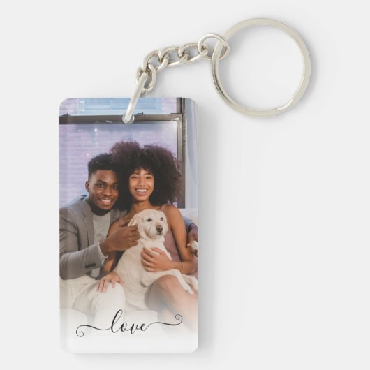 Gepersonaliseerde foto liefde tekst sleutelhanger (achterkant)