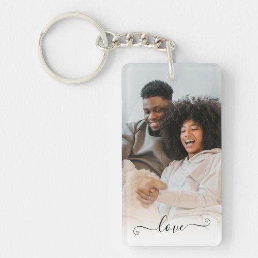 Gepersonaliseerde foto liefde tekst sleutelhanger (Voorkant)
