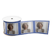 Gepersonaliseerde foto lint wit op medium blauw (Spoel)