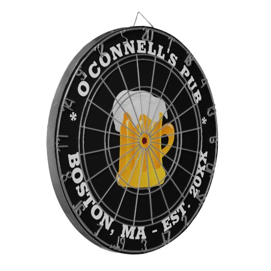 Gepersonaliseerde foto logo naam est datum teken z dartbord (Voorkant Links)