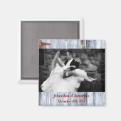 Gepersonaliseerde foto magneet wit wassen hout sch (Voorkant / Achterkant)