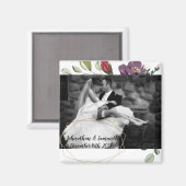 Gepersonaliseerde foto magneet witte rozen gouden  (Voorkant / Achterkant)