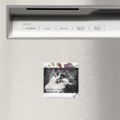 Gepersonaliseerde foto magneet witte rozen gouden  (Insitu (Vaatwasser))