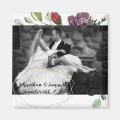 Gepersonaliseerde foto magneet witte rozen gouden  (Voorkant)