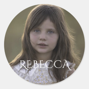Gepersonaliseerde foto meisje verjaardagsfeestje ronde sticker