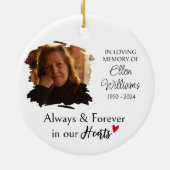 Gepersonaliseerde foto Memorial Christmas Keramisch Ornament (Achterkant)