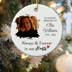 Gepersonaliseerde foto Memorial Christmas Keramisch Ornament