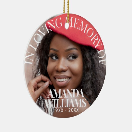 Gepersonaliseerde foto Memorial Elegant Keramisch Ornament (Rechts)