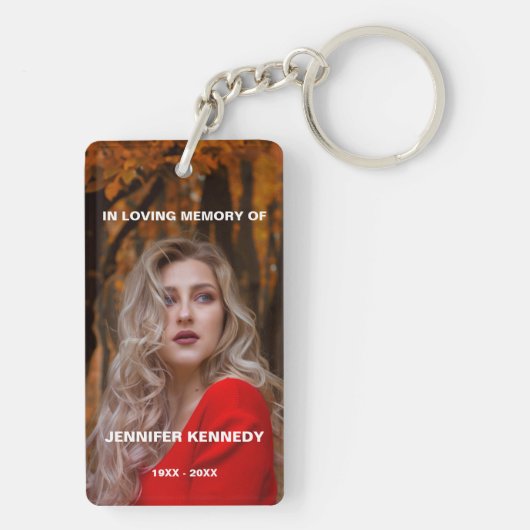 Gepersonaliseerde foto Memorial in liefdevolle her Sleutelhanger (achterkant)