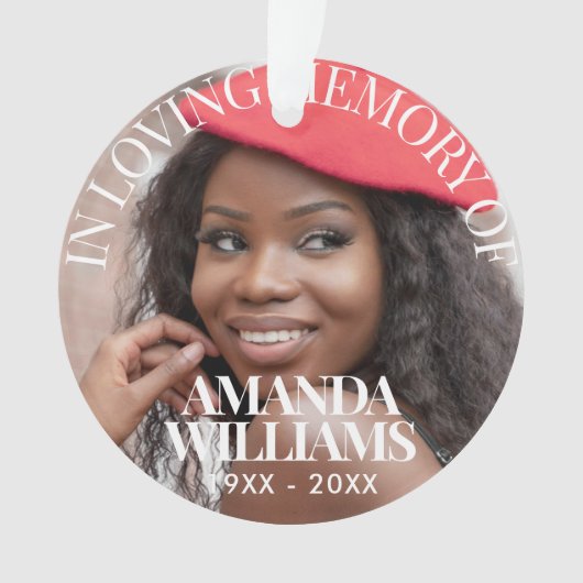 Gepersonaliseerde foto Memorial rood Ornament (voorkant)