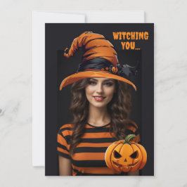 Gepersonaliseerde foto met een Halloween heks pet Kaart