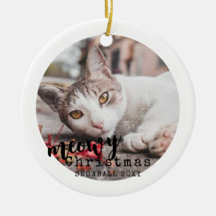 Gepersonaliseerde foto met foto van Pet Meowy Kers Keramisch Ornament