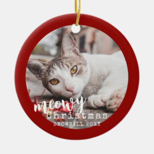 Gepersonaliseerde foto met foto van Pet Meowy Kers Keramisch Ornament