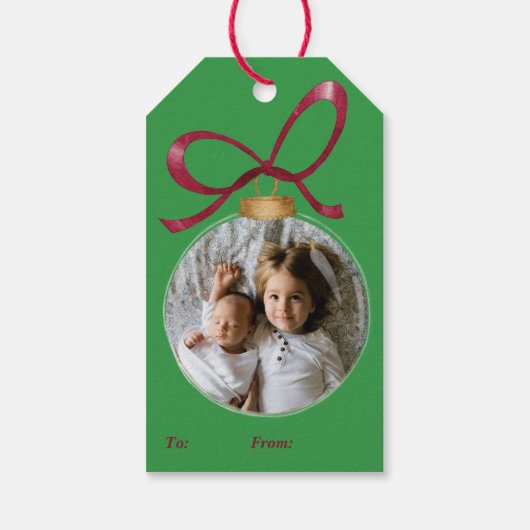 Gepersonaliseerde foto met jaar Custom Keepsake Cadeaulabel (Achterkant)