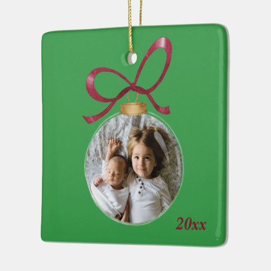 Gepersonaliseerde foto met jaar Custom Keepsake Keramisch Ornament (Links)