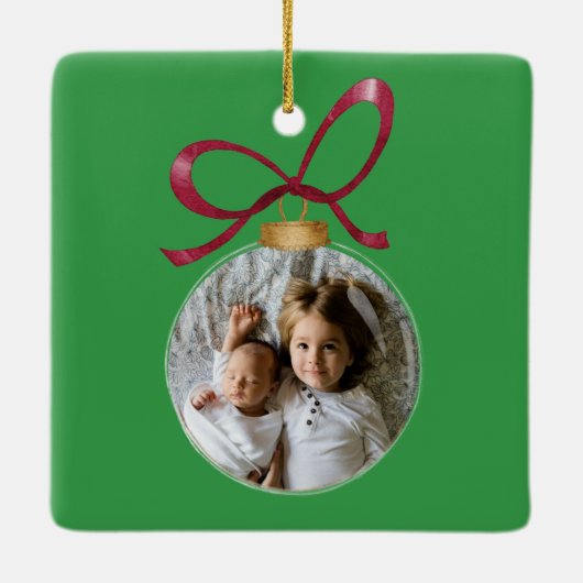 Gepersonaliseerde foto met jaar Custom Keepsake Keramisch Ornament (Achterkant)