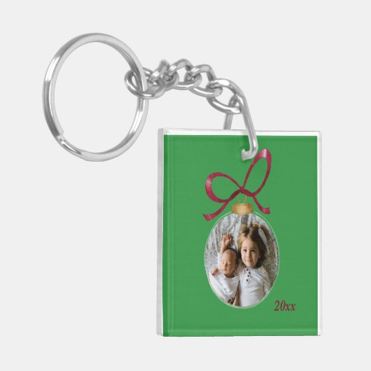 Gepersonaliseerde foto met jaar Custom Keepsake Sleutelhanger (Voorkant Links)