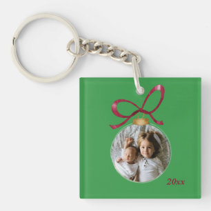 Gepersonaliseerde foto met jaar Custom Keepsake Sleutelhanger