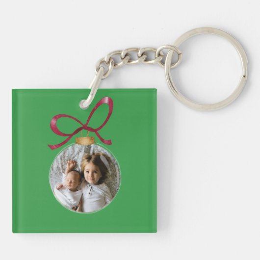 Gepersonaliseerde foto met jaar Custom Keepsake Sleutelhanger (Achterkant)
