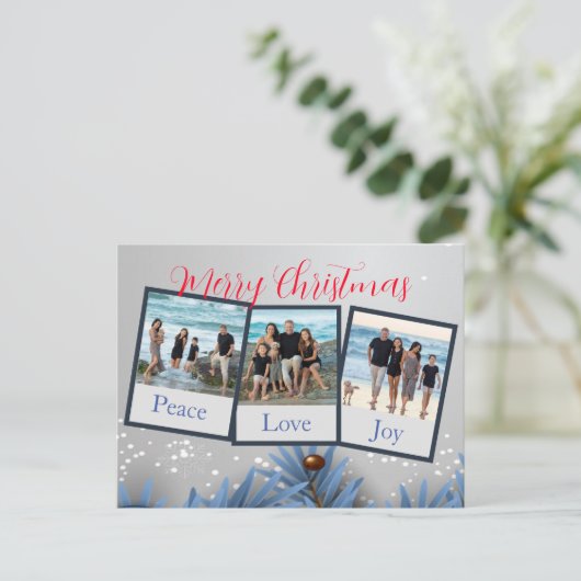 Gepersonaliseerde foto met kerstmis feestdagenkaart (Staand voorkant)