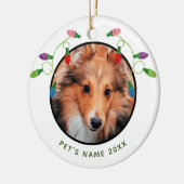 Gepersonaliseerde foto met kerstverlichting keramisch ornament (Links)