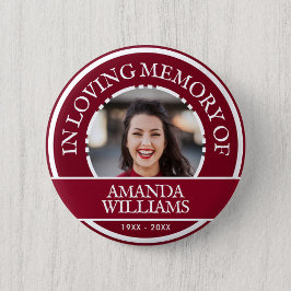 Gepersonaliseerde foto Modern Memorial Bourgondië Ronde Button 5,7 Cm