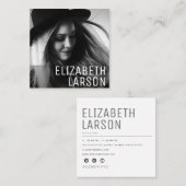 Gepersonaliseerde foto Modern minimalistisch plein Vierkante Visitekaartje (Voorkant / Achterkant)