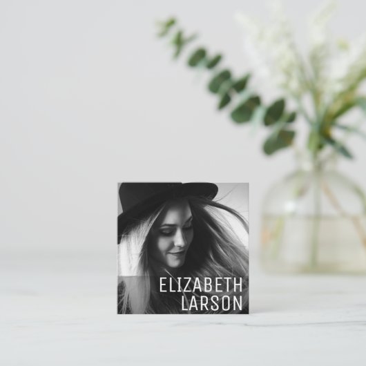 Gepersonaliseerde foto Modern minimalistisch plein Vierkante Visitekaartje (Staand voorkant)