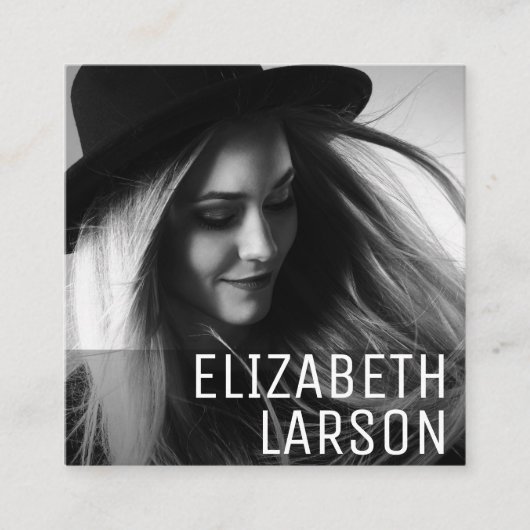 Gepersonaliseerde foto Modern minimalistisch plein Vierkante Visitekaartje (Voorkant)