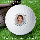 Gepersonaliseerde foto Moderne Creëer Sjabloon Gol Golfballen<br><div class="desc">Maak kennis met onze moderne en stijlvolle golfballen die u naar wens kunt personaliseren! Deze golfballen zorgen voor de perfecte golfcadeaus, of het nu voor je vader, opa, moeder of zelfs van je harige vriend is, met de mogelijkheid om een afbeelding van je huisdier of hond toe te voegen. Onze...</div>